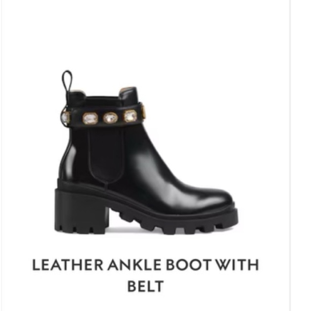 GUCCI LEATHER ANKLE BOOT WITH BELT